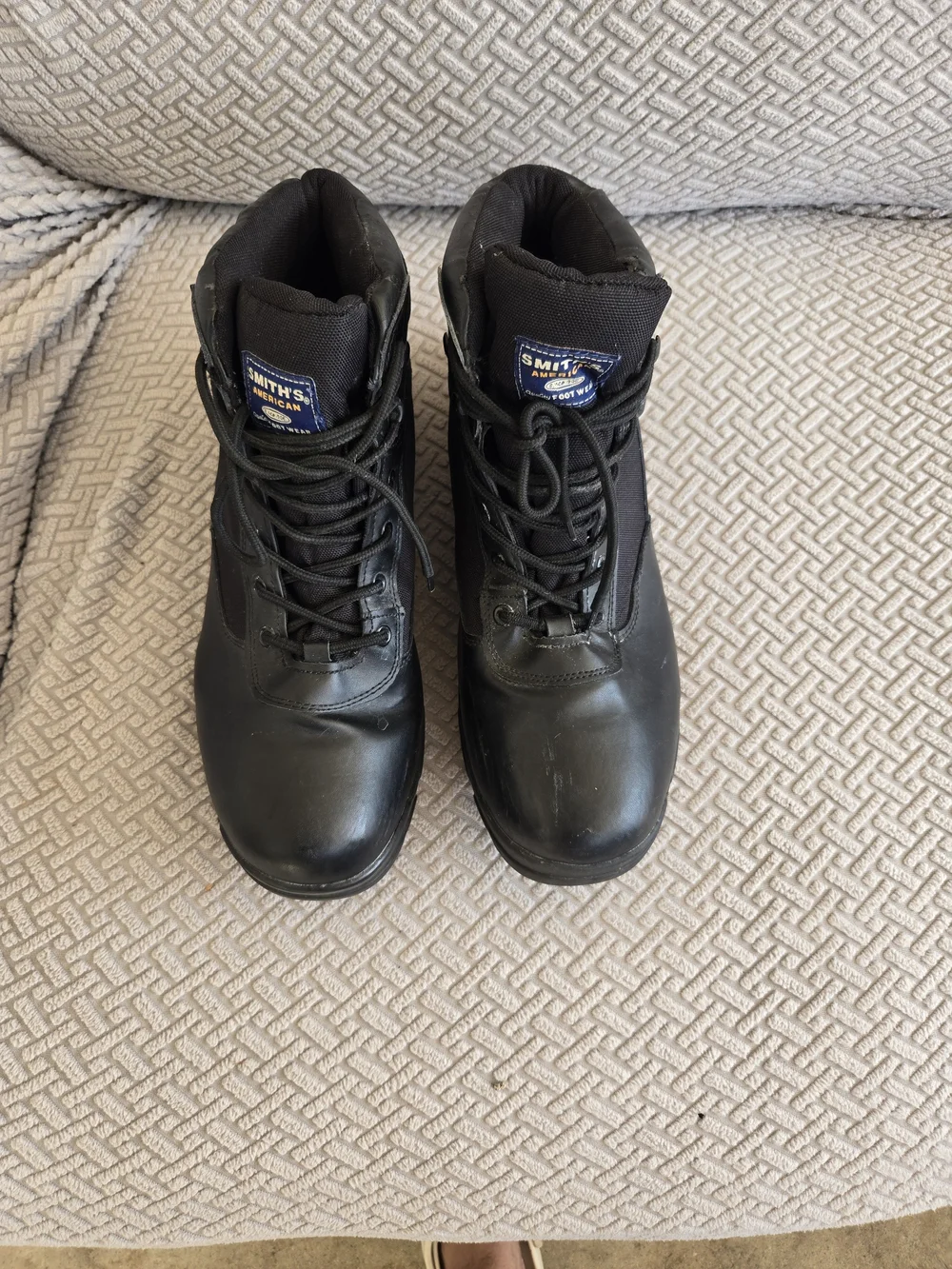 SMITH Black Tactical Work Boots - Lace-Up Ankle Support